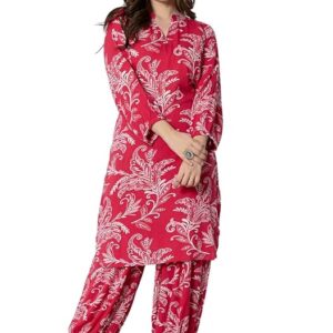 Women's Pure Cotton Printed Straight Kurta Set with Palazzo Pants - Ethnic Wear